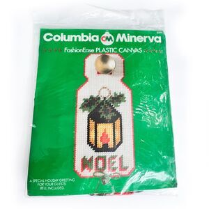 Vintage Columbia Minerva Christmas NOEL Lantern Door Hanger 8488 Plastic Canvas